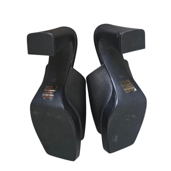 Jeffrey Campbell Caviar Mule in Black Leather size 7.5 Chunky Heels Platform - Picture 7 of 7